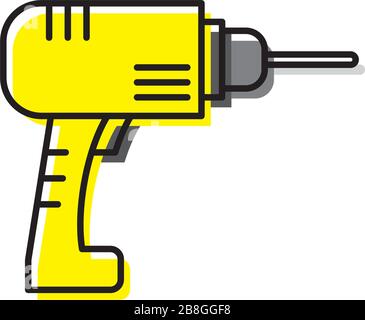 Hand Drill Machine flat vector icon isolated on white background Stock Vector