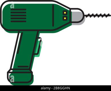 Hand Drill Machine flat vector icon isolated on white background Stock Vector