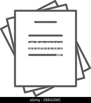 Document papers pile line icon, outline vector sign, linear style pictogram isolated on white Stock Vector