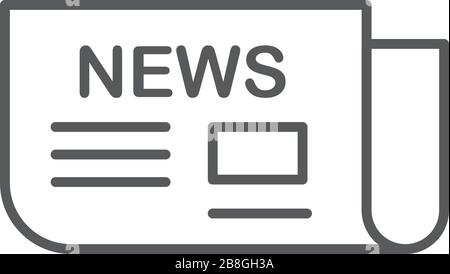 News symbol. Newspaper line icon, outline vector symbol illustration, linear pictogram isolated on white Stock Vector