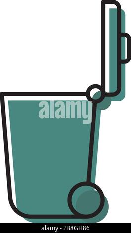 Trash Can vector Icon on Flat Color design isolated on white Stock Vector