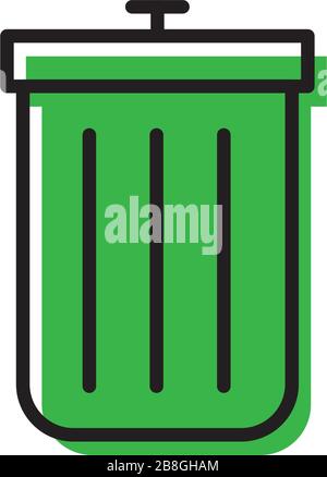 Trash Can vector Icon on Flat Color design isolated on white Stock Vector