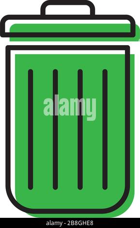 Trash Can vector Icon on Flat Color design isolated on white Stock Vector