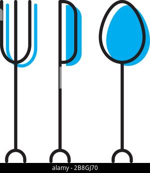 fork, spoon, knife vector icon illustration design isolated on white Stock Vector