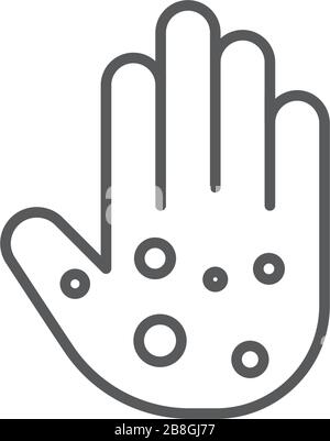 Eczema hand skin line icon. linear style sign for mobile concept and web design. Rash hand, allergic reaction outline vector icon Stock Vector