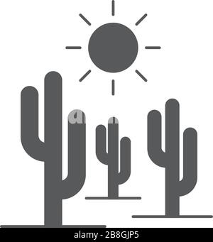 Cactus and sun vector icon isolated on white background Stock Vector