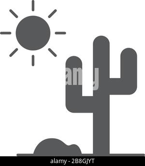 Cactus and sun vector icon isolated on white background Stock Vector