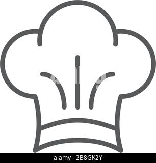 Chef hat line icon outline vector sign linear style pictogram isolated on white Stock Vector