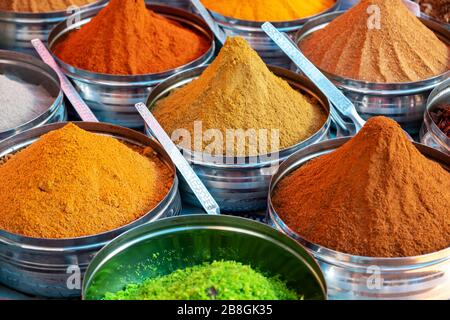 Close-Up Of Spices On Market Stall. India - Anjuna Market, GOA Stock Photo