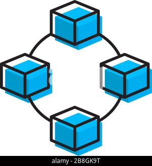 Cube network connection structure vector icon Stock Vector