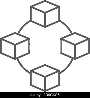 Cube network connection structure vector icon Stock Vector