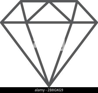 Diamond line icon, outline vector sign, linear style pictogram isolated on white. Gemstone symbol, logo illustration. Stock Vector