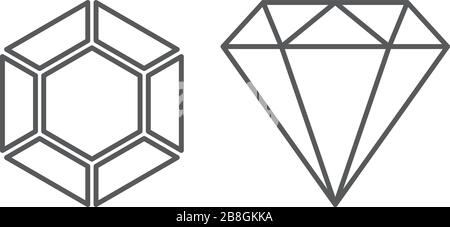 Diamond line icon, outline vector sign, linear style pictogram isolated on white. Gemstone symbol, logo illustration. Stock Vector