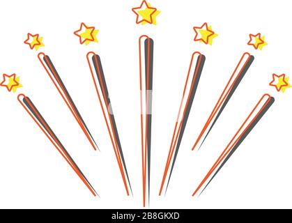 Fireworks line icon outline vector sign linear pictogram isolated on white logo illustration Stock Vector