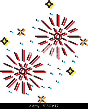 Fireworks line icon outline vector sign linear pictogram isolated on white logo illustration Stock Vector