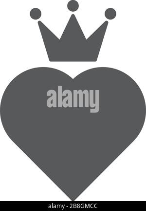 Heart crown vector icon trendy flat style design isolated Stock Vector