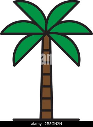 Palm tree vector icon flat style design isolated on white background Stock Vector