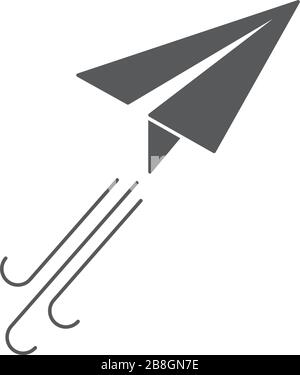 Paper plane line icon. Flat origami airplane isolated on white background. Vector illustration. Message, letter, mail symbol. Start up and launch, inv Stock Vector
