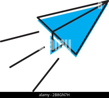 Paper plane line icon. Flat origami airplane isolated on white background. Vector illustration. Message, letter, mail symbol. Start up and launch, inv Stock Vector