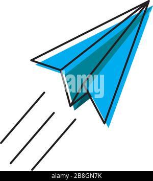 Paper plane line icon. Flat origami airplane isolated on white background. Vector illustration. Message, letter, mail symbol. Start up and launch, inv Stock Vector