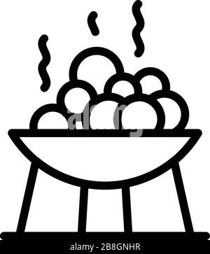 Bowl with bath stones icon, outline style Stock Vector