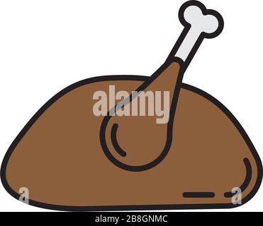 roasted chicken vector icon isolated on white background Stock Vector