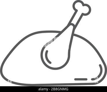 roasted chicken vector icon isolated on white background Stock Vector