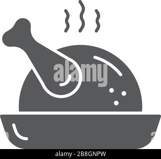 roasted chicken vector icon isolated on white background Stock Vector