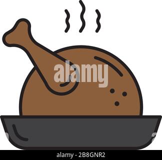 roasted chicken vector icon isolated on white background Stock Vector