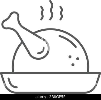 roasted chicken vector icon isolated on white background Stock Vector