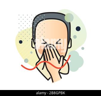 Sneeze - Use Tissue while Sneezing  - Icon as EPS 10 File Stock Vector