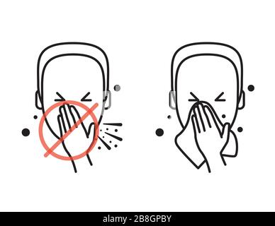 Sneeze - Use Tissue while Sneezing  - Icon as EPS 10 File Stock Vector