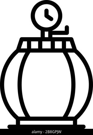 Gas bottle with pressure gauge icon, outline style Stock Vector
