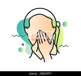 Sneeze - Use Tissue while Sneezing  - Icon as EPS 10 File Stock Vector