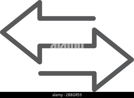 Transfer arrows outline icon. linear style sign for mobile concept and web design. Left right arrows simple line vector icon. Symbol, logo illustratio Stock Vector