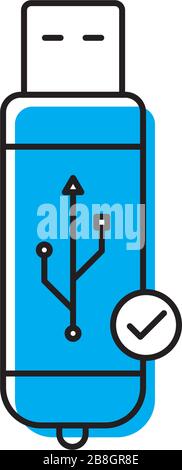 USB flash drive notification vector icon. filled flat sign for mobile concept and web design. USB connection technology simple solid icon. Symbol, log Stock Vector