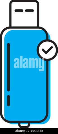 USB flash drive notification vector icon. filled flat sign for mobile concept and web design. USB connection technology simple solid icon. Symbol, log Stock Vector