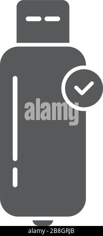 USB flash drive notification vector icon. filled flat sign for mobile concept and web design. USB connection technology simple solid icon. Symbol, log Stock Vector