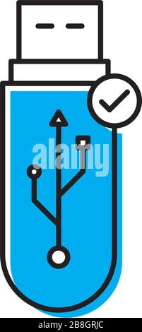USB flash drive notification vector icon. filled flat sign for mobile concept and web design. USB connection technology simple solid icon. Symbol, log Stock Vector