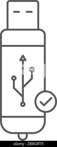 USB flash drive notification vector icon. filled flat sign for mobile concept and web design. USB connection technology simple solid icon. Symbol, log Stock Vector