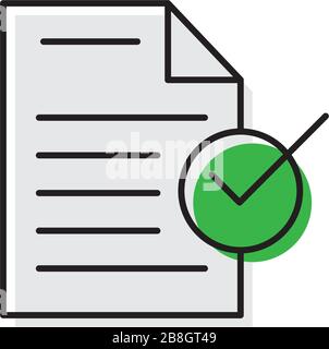 Approved document file vector icon isolated on white background Stock Vector