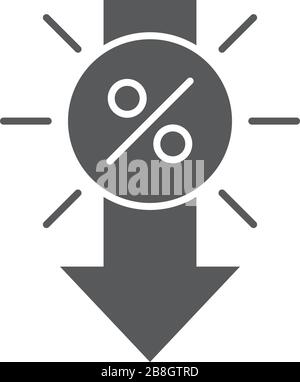 Percentage arrow down vector icon isolated on white background Stock Vector