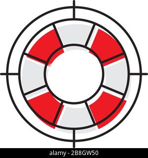 Lifebuoy vector icon, isolated on white background Stock Vector