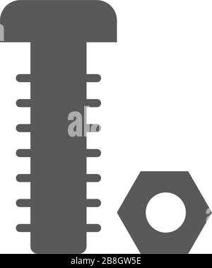 Nut and bolt vector icon isolated on white background Stock Vector