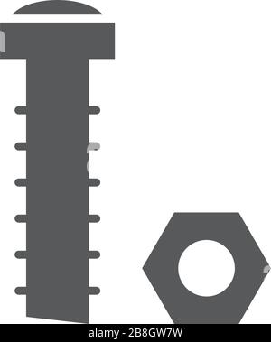 Nut and bolt vector icon isolated on white background Stock Vector