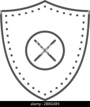 Blocked security shield vector icon isolated on white background Stock Vector
