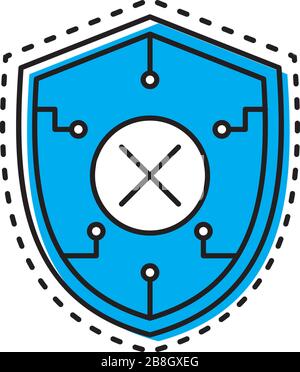 Blocked security shield vector icon isolated on white background Stock Vector