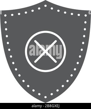 Blocked security shield vector icon isolated on white background Stock Vector