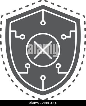 Blocked security shield vector icon isolated on white background Stock Vector