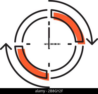 Clock and circular arrow vector icon isolated on white background Stock Vector
